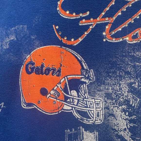 Y2K P Michael Florida Gators Top Womens M Rhinestone Football Stadium AOP - Picture 2 of 12